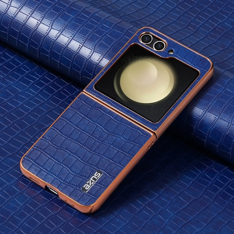 For Samsung Galaxy Z Flip6 / 7 FE AZNS Electroplated Frame Crocodile Texture Full Coverage Phone Case