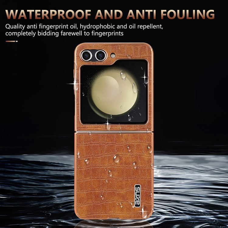 For Samsung Galaxy Z Flip6 / 7 FE AZNS Electroplated Frame Crocodile Texture Full Coverage Phone Case