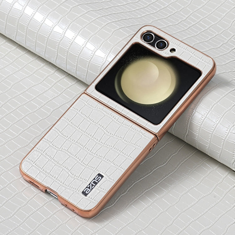 For Samsung Galaxy Z Flip6 / 7 FE AZNS Electroplated Frame Crocodile Texture Full Coverage Phone Case