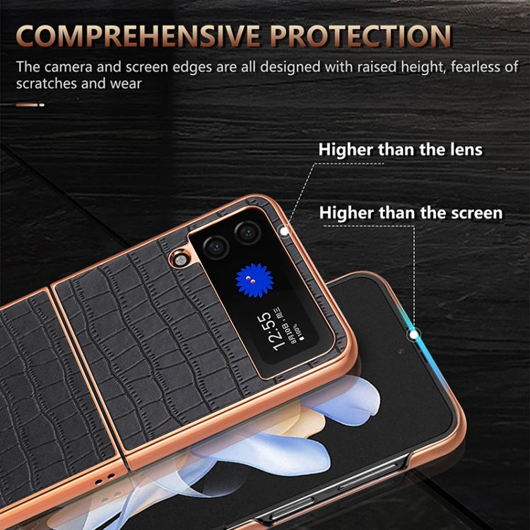 For Samsung Galaxy Z Flip3 5G AZNS Electroplated Frame Crocodile Texture Full Coverage Phone Case