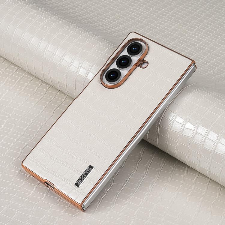 For Samsung Galaxy Z Fold7 5G AZNS Electroplated Frame Crocodile Texture Full Coverage Phone Case