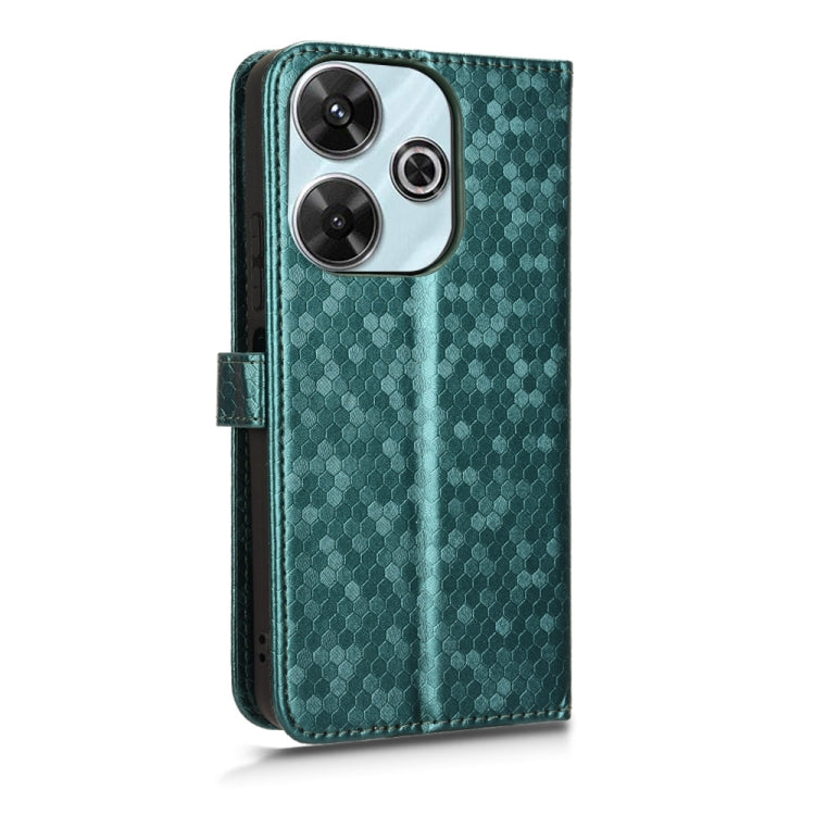 For Xiaomi Redmi 13 4G / Note 13R 5G Honeycomb Dot Texture Leather Phone Case