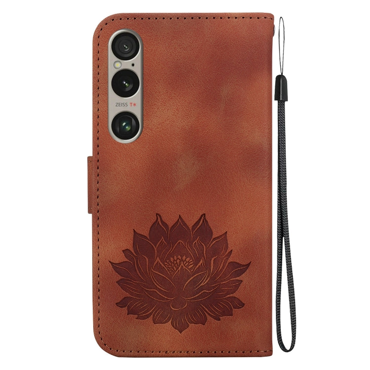 For Sony Xperia 1 VI Lotus Embossed Leather Phone Case
