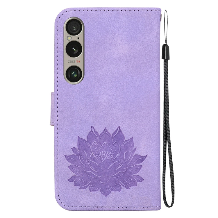 For Sony Xperia 1 VI Lotus Embossed Leather Phone Case