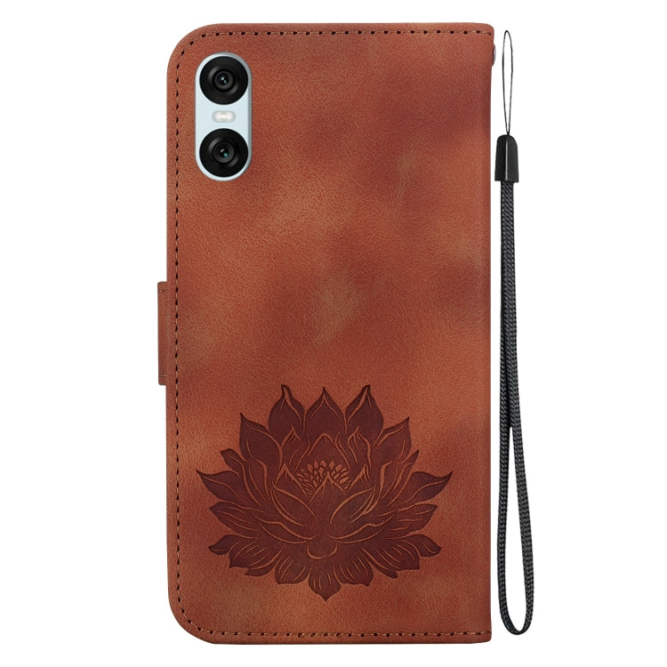For Sony Xperia 5 VI Lotus Embossed Leather Phone Case
