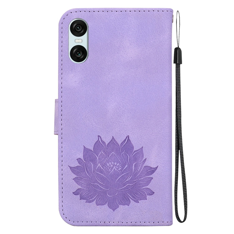 For Sony Xperia 5 VI Lotus Embossed Leather Phone Case