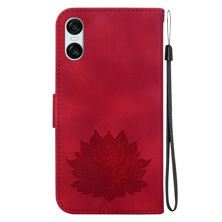 For Sony Xperia 10 VI Lotus Embossed Leather Phone Case