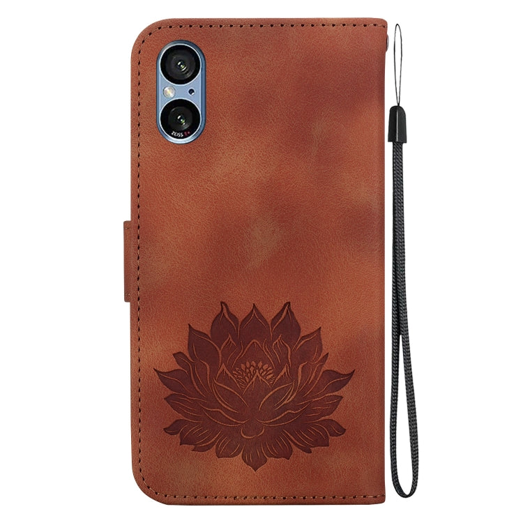 For Sony Xperia 5 V Lotus Embossed Leather Phone Case