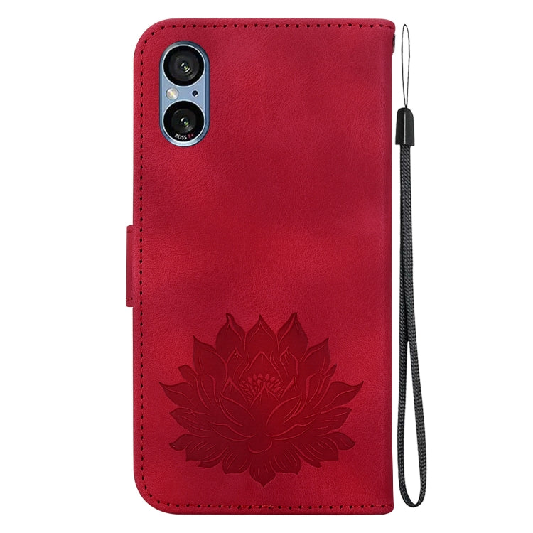 For Sony Xperia 5 V Lotus Embossed Leather Phone Case
