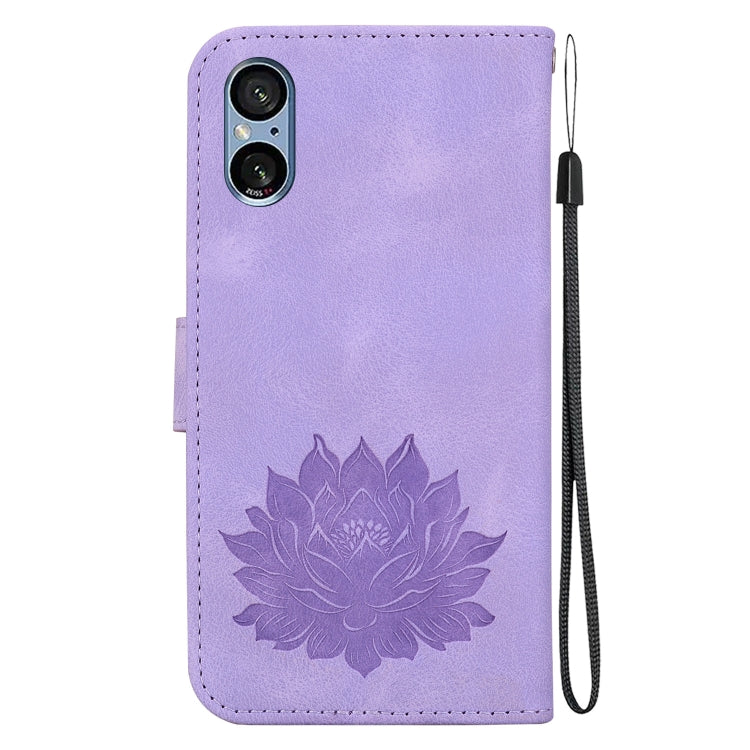 For Sony Xperia 5 V Lotus Embossed Leather Phone Case
