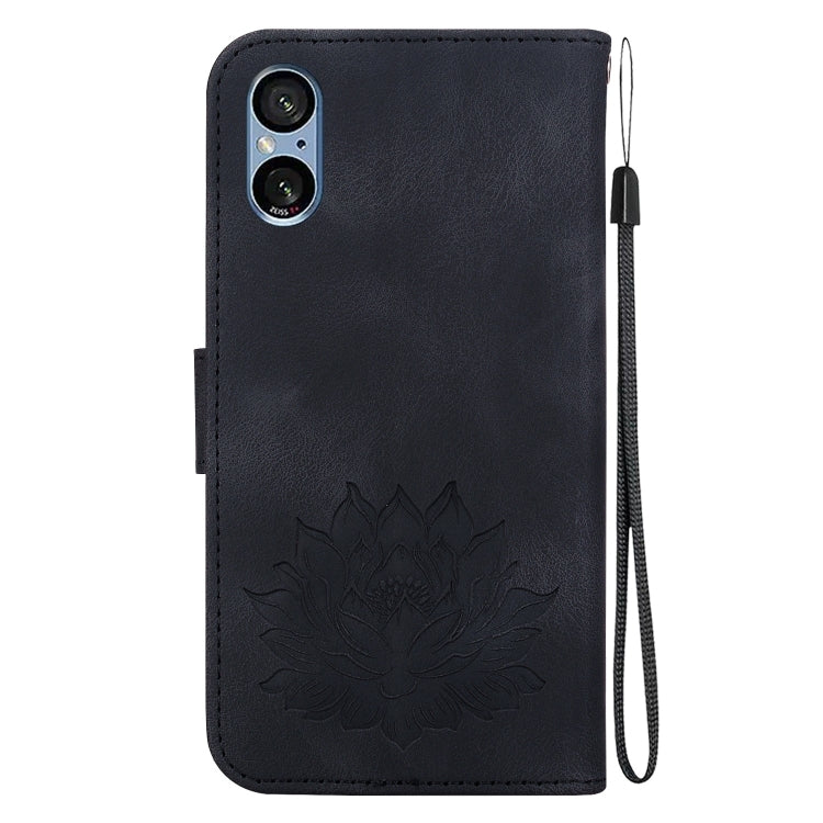 For Sony Xperia 5 V Lotus Embossed Leather Phone Case