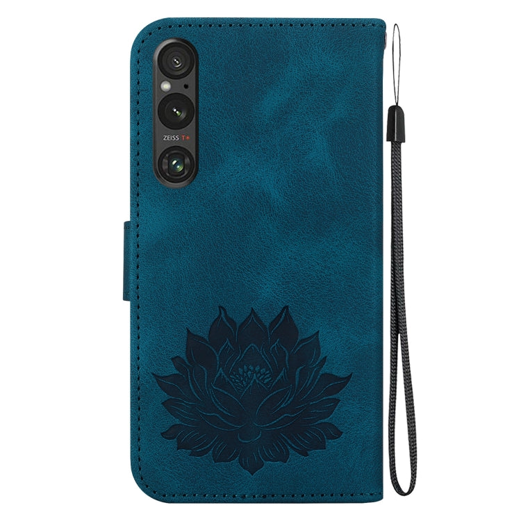 For Sony Xperia 1 V Lotus Embossed Leather Phone Case