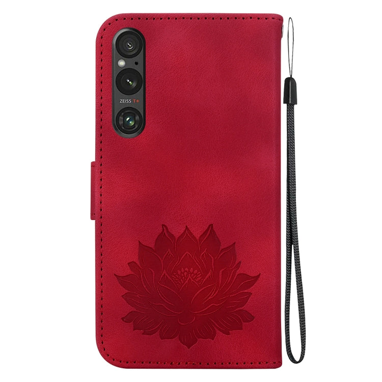 For Sony Xperia 1 V Lotus Embossed Leather Phone Case