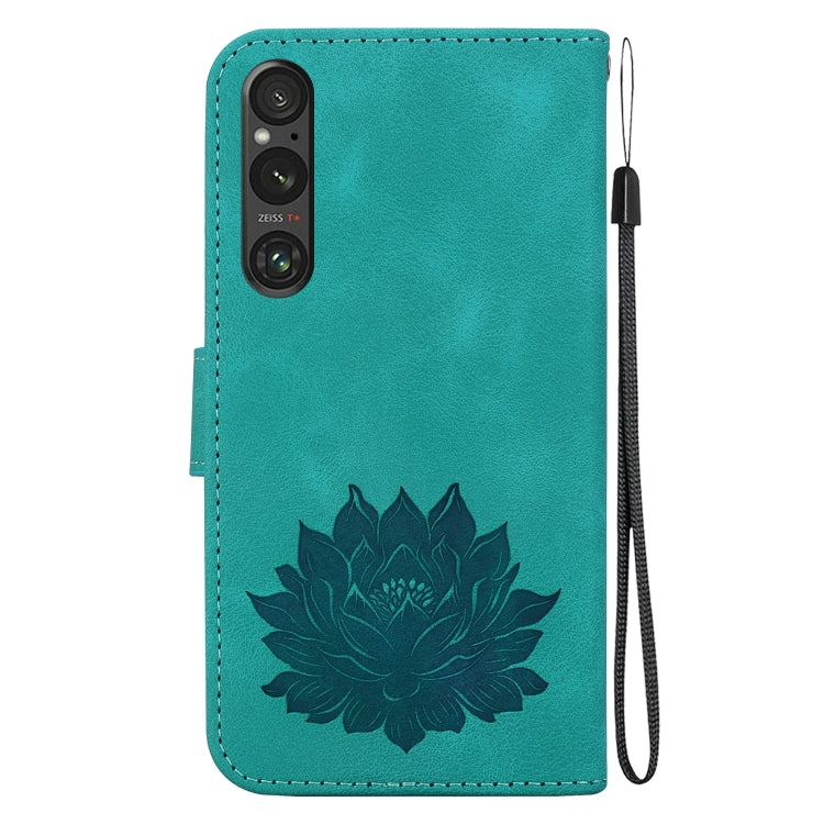 For Sony Xperia 1 V Lotus Embossed Leather Phone Case