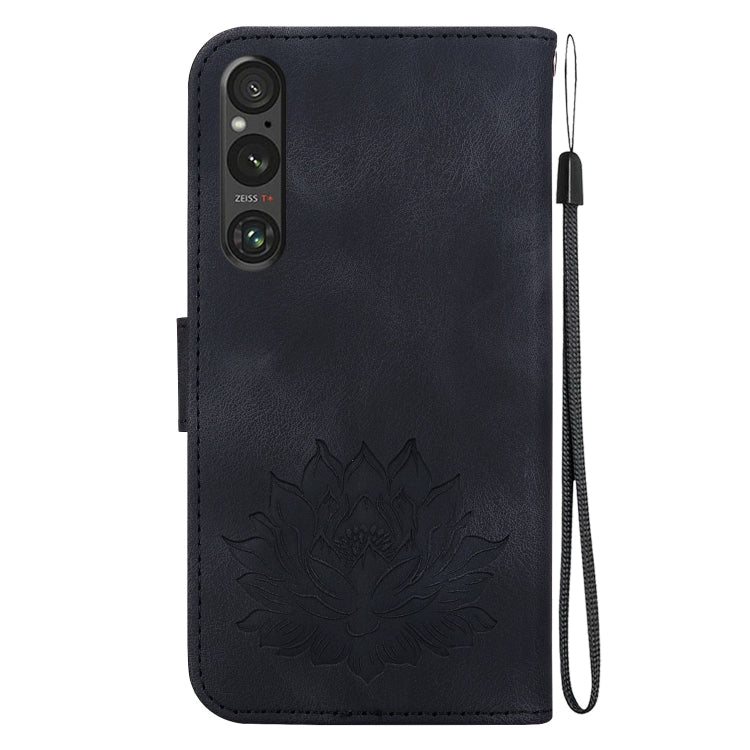 For Sony Xperia 1 V Lotus Embossed Leather Phone Case