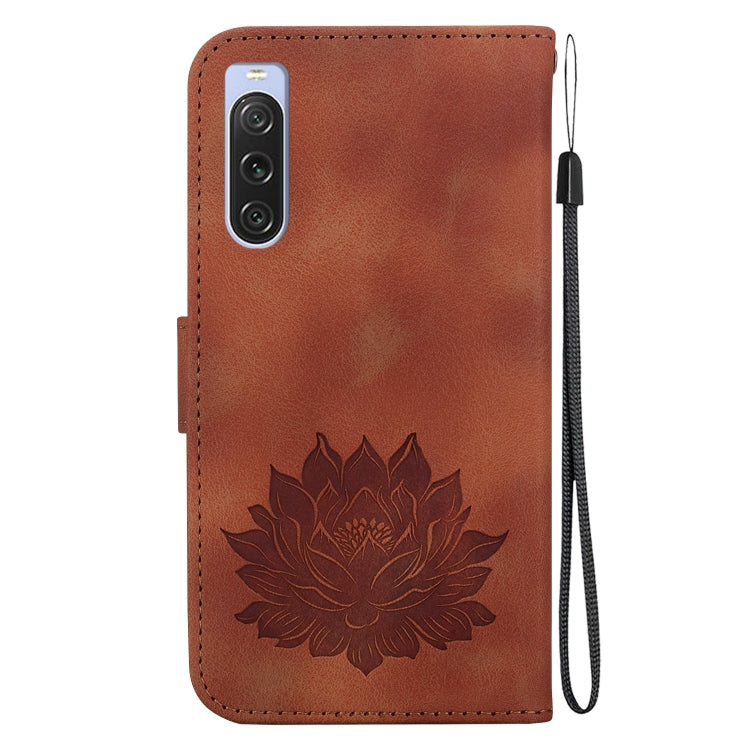 For Sony Xperia 10 V Lotus Embossed Leather Phone Case