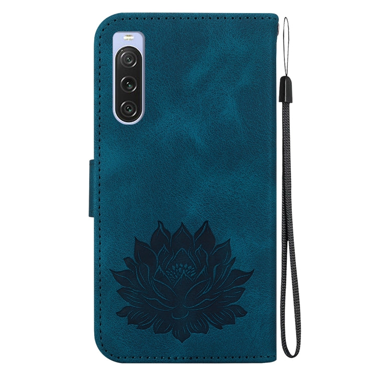 For Sony Xperia 10 V Lotus Embossed Leather Phone Case
