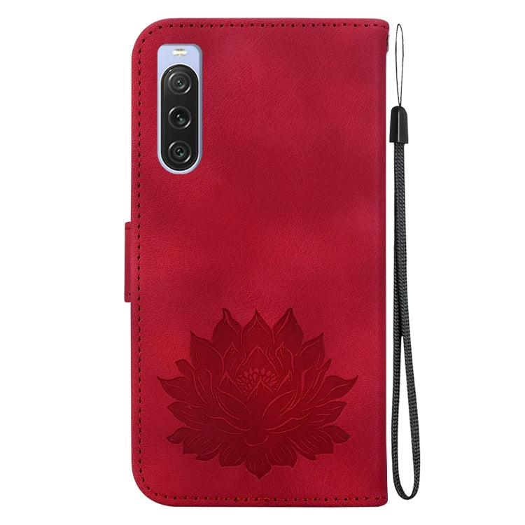 For Sony Xperia 10 V Lotus Embossed Leather Phone Case