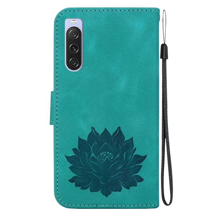 For Sony Xperia 10 V Lotus Embossed Leather Phone Case