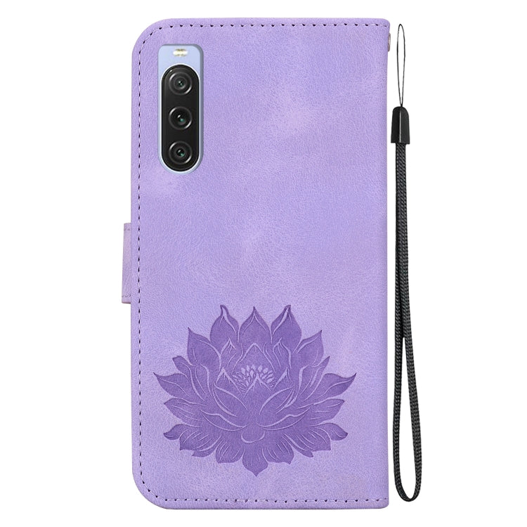 For Sony Xperia 10 V Lotus Embossed Leather Phone Case