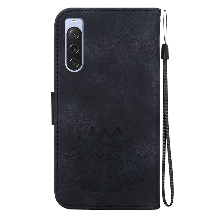 For Sony Xperia 10 V Lotus Embossed Leather Phone Case
