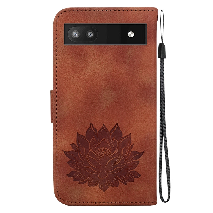 For Google Pixel 6a Lotus Embossed Leather Phone Case