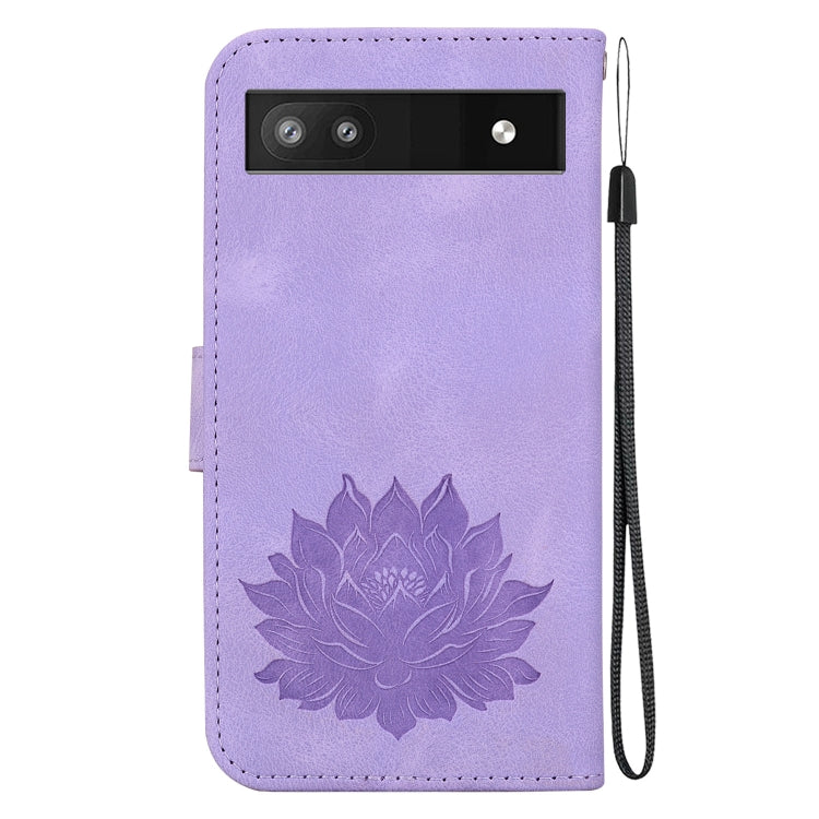For Google Pixel 6a Lotus Embossed Leather Phone Case