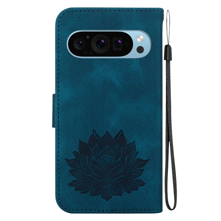 For Google Pixel 9 Pro Lotus Embossed Leather Phone Case