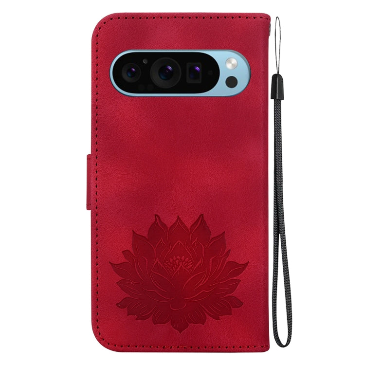 For Google Pixel 9 Pro Lotus Embossed Leather Phone Case