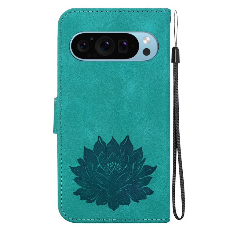 For Google Pixel 9 Pro Lotus Embossed Leather Phone Case