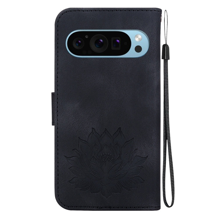 For Google Pixel 9 Lotus Embossed Leather Phone Case