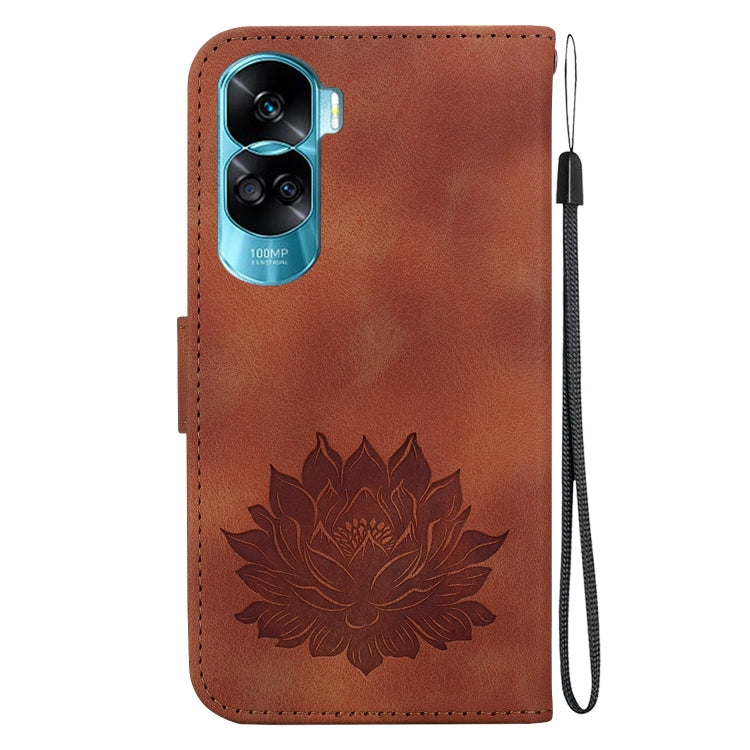 For Honor 90 Lite Lotus Embossed Leather Phone Case