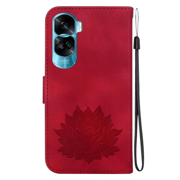 For Honor 90 Lite Lotus Embossed Leather Phone Case