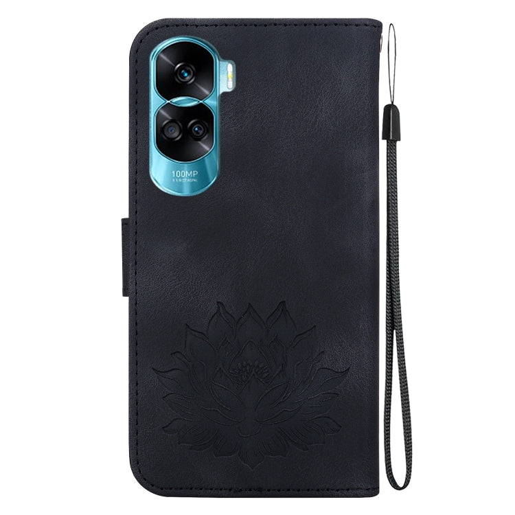 For Honor 90 Lite Lotus Embossed Leather Phone Case