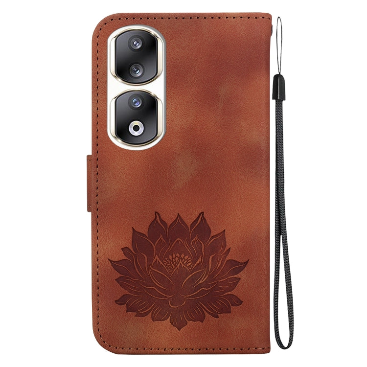 For Honor 90 Pro Lotus Embossed Leather Phone Case