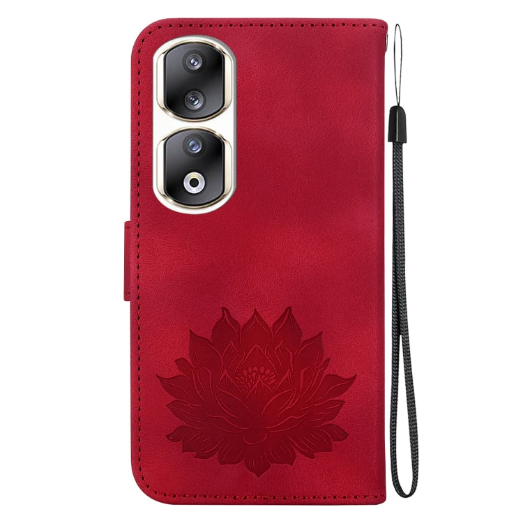For Honor 90 Pro Lotus Embossed Leather Phone Case