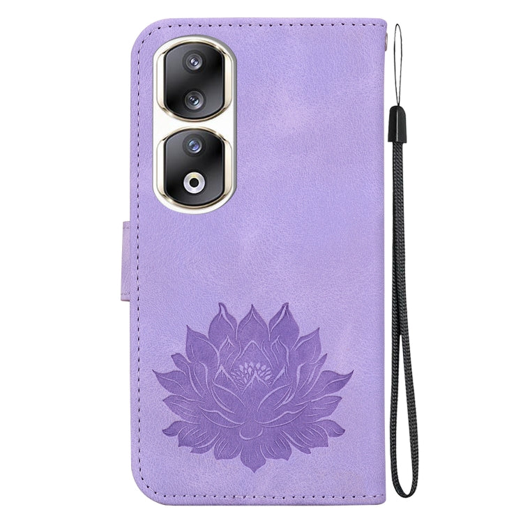 For Honor 90 Pro Lotus Embossed Leather Phone Case