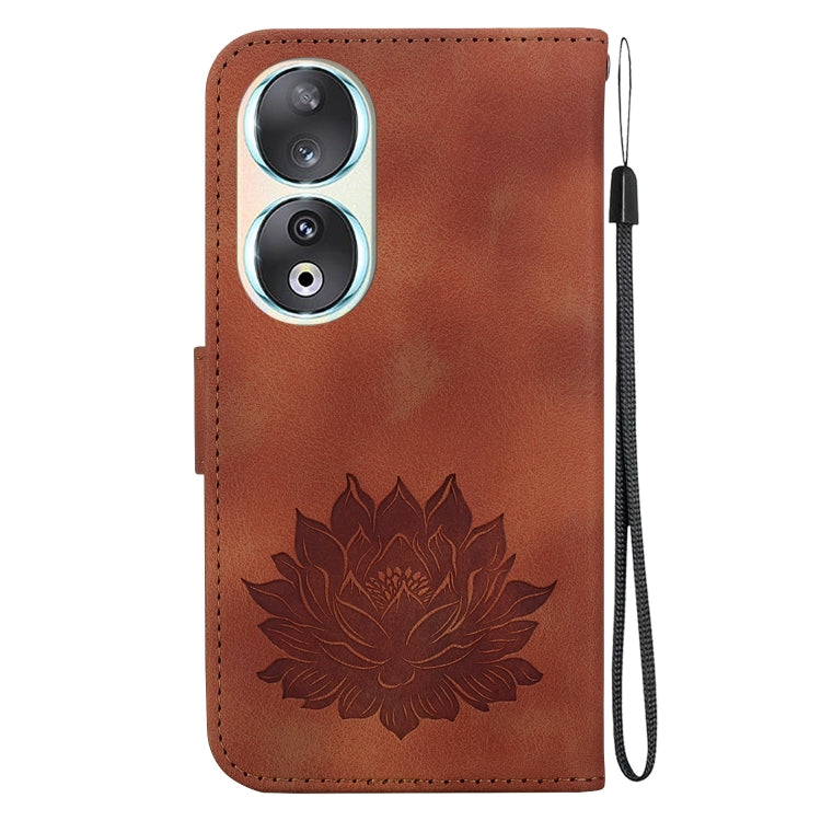 For Honor 90 Lotus Embossed Leather Phone Case