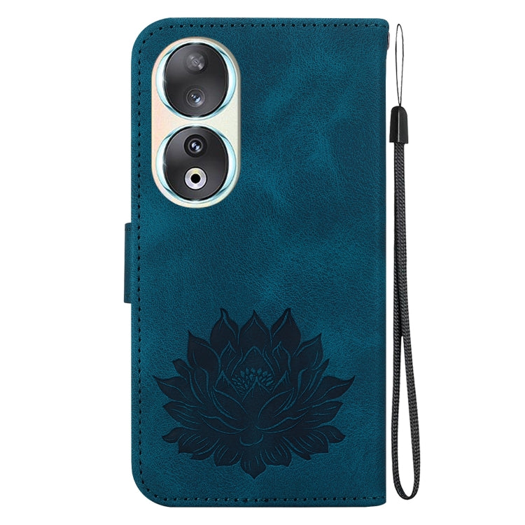For Honor 90 Lotus Embossed Leather Phone Case