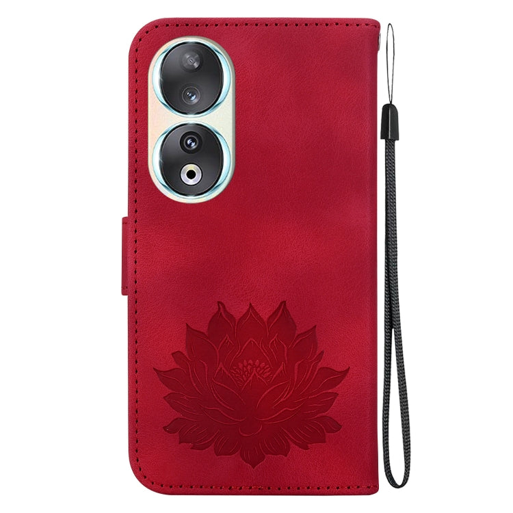 For Honor 90 Lotus Embossed Leather Phone Case