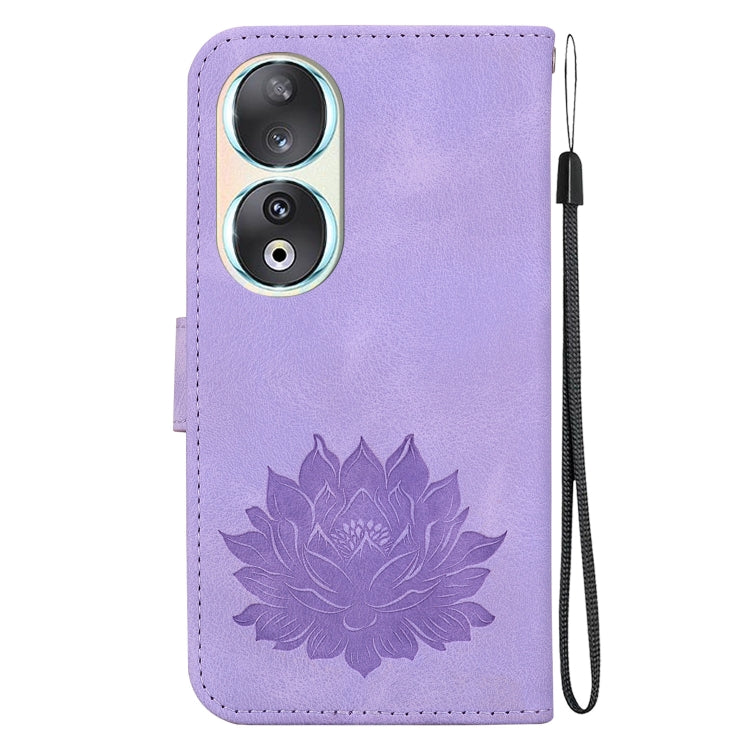 For Honor 90 Lotus Embossed Leather Phone Case