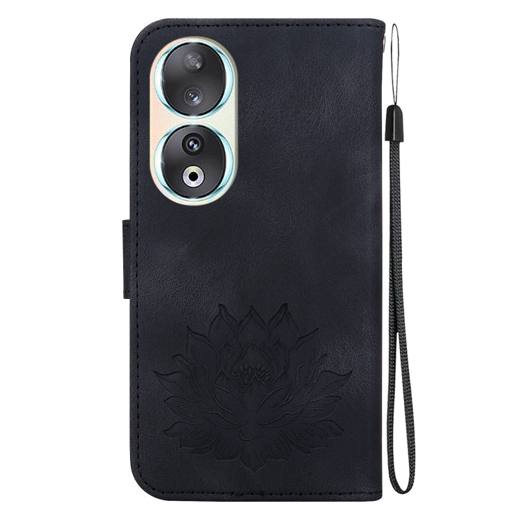For Honor 90 Lotus Embossed Leather Phone Case