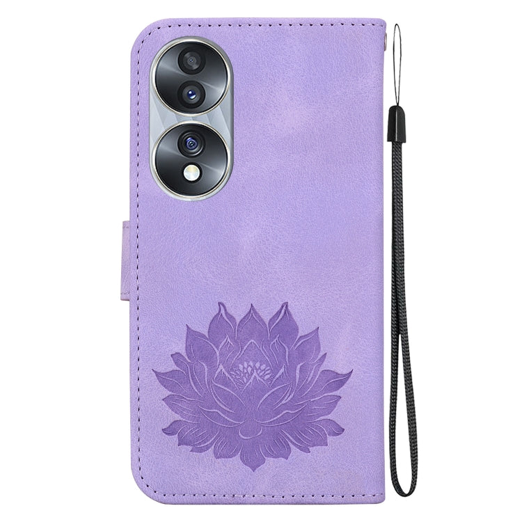 For Honor 70 Lotus Embossed Leather Phone Case