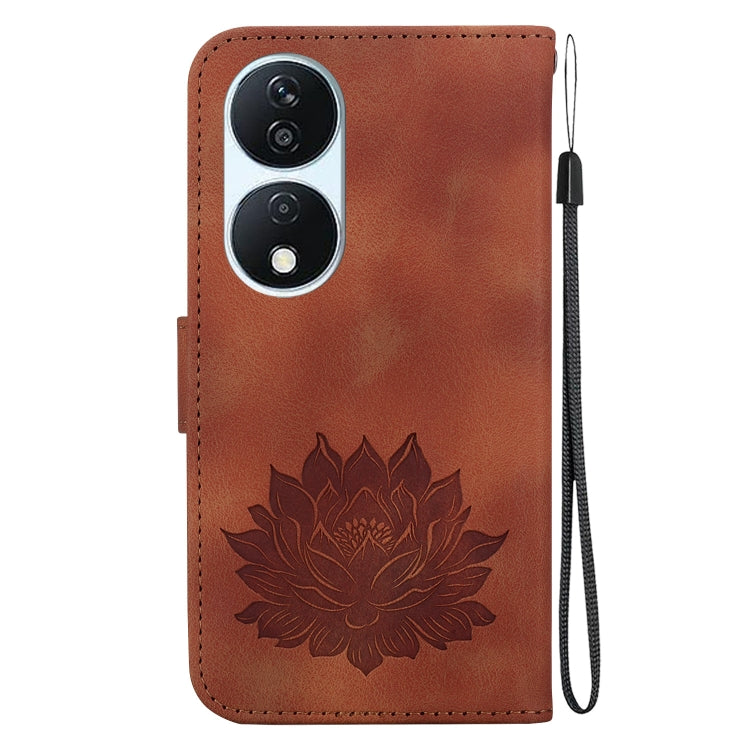 For Honor X7b / Play 50 Plus Lotus Embossed Leather Phone Case