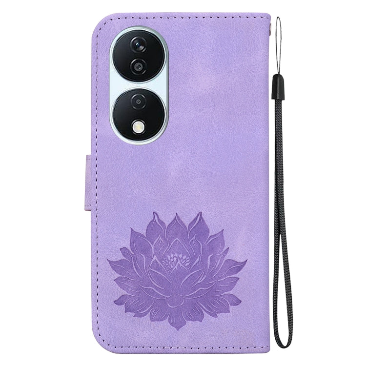 For Honor X7b / Play 50 Plus Lotus Embossed Leather Phone Case
