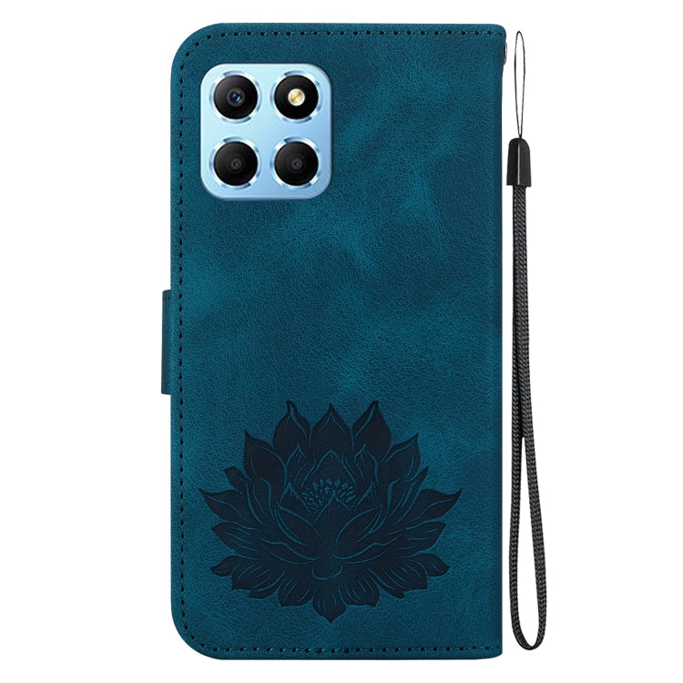 For Honor X8 5G Lotus Embossed Leather Phone Case