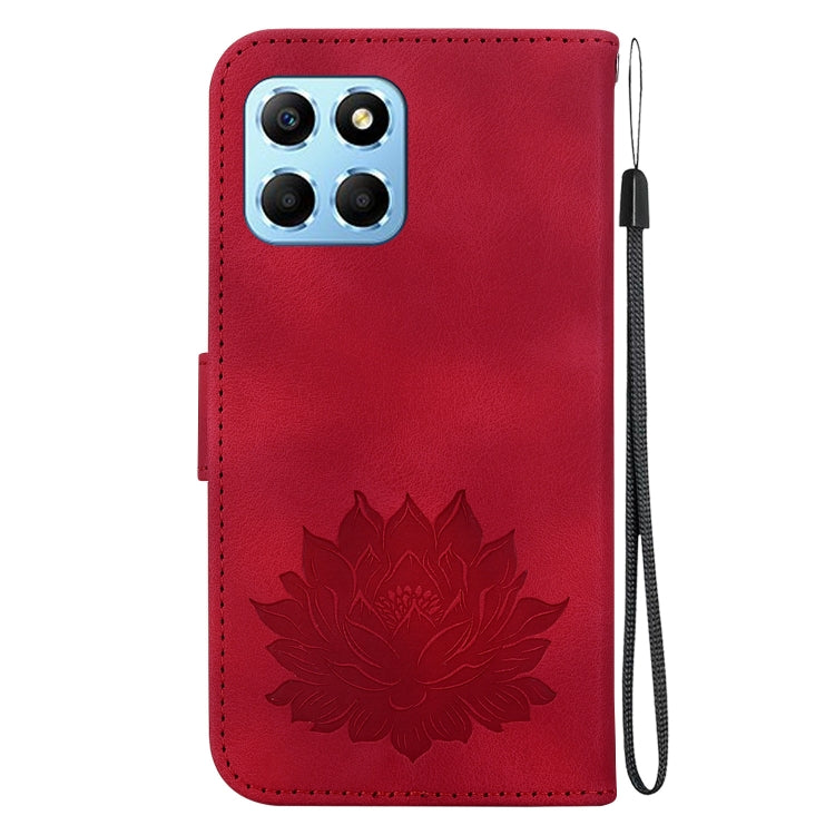 For Honor X8 5G Lotus Embossed Leather Phone Case