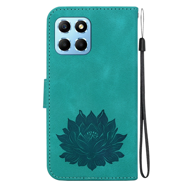 For Honor X8 5G Lotus Embossed Leather Phone Case
