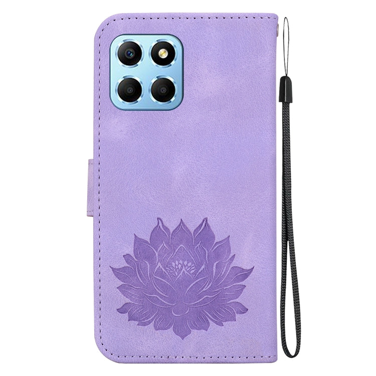 For Honor X8 5G Lotus Embossed Leather Phone Case