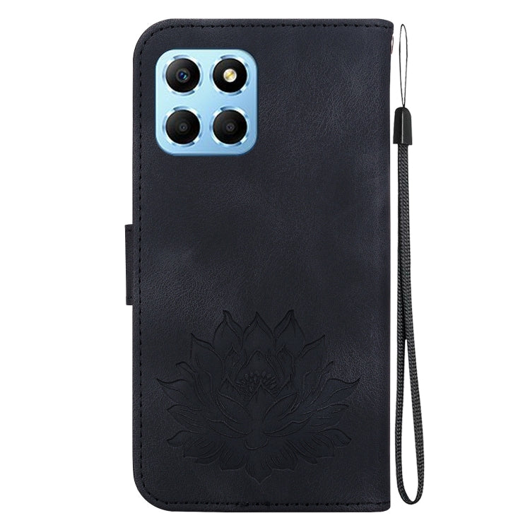 For Honor X8 5G Lotus Embossed Leather Phone Case